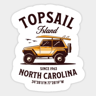 Topsail Island, NC Surfboard Vacationing Sticker